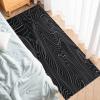 Black Abstract Bathroom Runner Rug Bathmat Soft Bath Shower Bathtub Kitchen Door Mat, Washable Floor Doormat Area Carpet for Bedroom Laundry Room Hallway, Modern Geometric Minimalist Stripes 24"x71" view 4