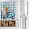 Happy Easter Polyester Shower Curtain 60x72 inches, Waterproof Shower Curtains with Plastic Hooks, Washable Bathroom Shower Curtain for Hotel Spa Bath Tub Truck Rabbit Butt Easter Egg Blue Plaid view 2