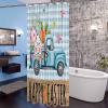Happy Easter Polyester Shower Curtain 60x72 inches, Waterproof Shower Curtains with Plastic Hooks, Washable Bathroom Shower Curtain for Hotel Spa Bath Tub Truck Rabbit Butt Easter Egg Blue Plaid view 4