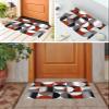 Red Grey Bathroom Runner Rug Bathmat Soft Bath Shower Bathtub Kitchen Door Mat, Washable Floor Doormat Area Carpet for Bedroom Laundry Room Hallway, Abstract Retro Middle Century Geometric Art 16"x24" view 2