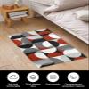 Red Grey Bathroom Runner Rug Bathmat Soft Bath Shower Bathtub Kitchen Door Mat, Washable Floor Doormat Area Carpet for Bedroom Laundry Room Hallway, Abstract Retro Middle Century Geometric Art 16"x24" view 3