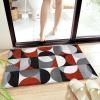 Red Grey Bathroom Runner Rug Bathmat Soft Bath Shower Bathtub Kitchen Door Mat, Washable Floor Doormat Area Carpet for Bedroom Laundry Room Hallway, Abstract Retro Middle Century Geometric Art 16"x24" view 4