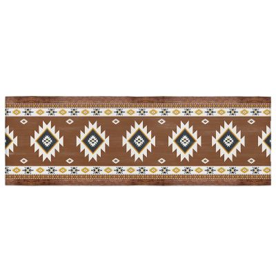 Bohemia Southwest Bathroom Runner Rug Bathmat Soft Bath Shower Bathtub Kitchen Door Mat,Washable Floor Doormat Area Carpet for Bedroom,Rustic American Native Tribal Geometric Brown 24"x71"