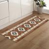 Bohemia Southwest Bathroom Runner Rug Bathmat Soft Bath Shower Bathtub Kitchen Door Mat,Washable Floor Doormat Area Carpet for Bedroom,Rustic American Native Tribal Geometric Brown 24"x71" view 2