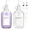 2 Pcs Glass Liquid Laundry Detergent Dispenser, Half Gallon Laundry Soap Dispenser for Laundry Room (64 oz. Each), Laundry Detergent Bottles with Pump Dispenser -Includes Labels, Funnel, Measuring Cup view 1