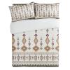 3 Pieces Duvet Cover Queen Bedding Sets Mid Century Boho Prismatic Ethnic Totem Luxury Soft Comforter Cover with Pillowcases Retro Geometric Aztec Symbol Microfiber Quilt Covers Set for Bedroom Decor view 2