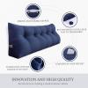 BNCKTRD Headboard Pillow Wedge King Size Large Bolster Pillow for Bed Triangle Reading Pillow Back Support Pillow for Sitting Up in Bed XXL Couch Daybed Bed Rest Backrest Cushion Linen Blue view 3