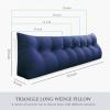 BNCKTRD Headboard Pillow Wedge King Size Large Bolster Pillow for Bed Triangle Reading Pillow Back Support Pillow for Sitting Up in Bed XXL Couch Daybed Bed Rest Backrest Cushion Linen Blue view 4