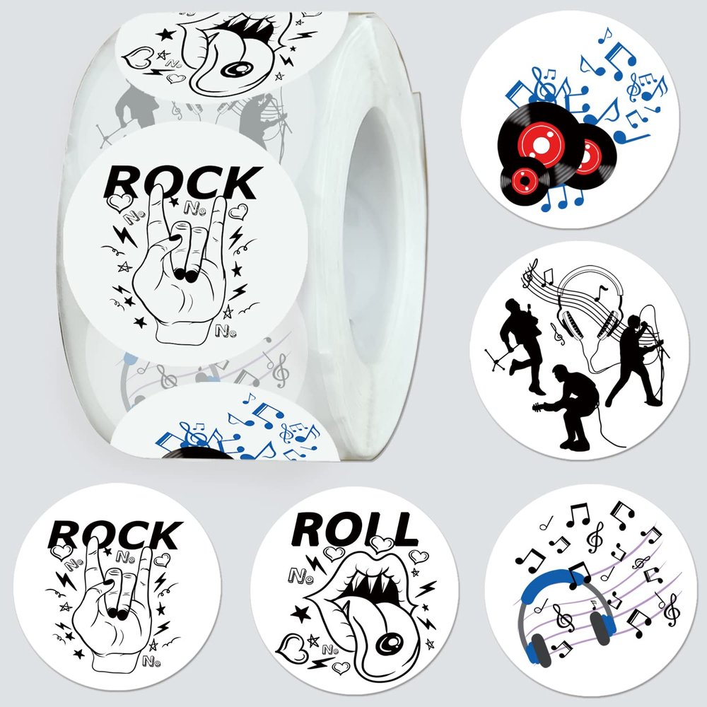 500PCS Rock and Roll Stickers Party Favors Music 80s 90s Stickers Party Supplies Decorations Musician Guitar Rap Birthday
