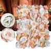 5 Pcs Artificial Flowers Wall,Silk Flower Roses Hanging Wall Panel,Flower Wall Panel Set,Champagne Romantic Flower Wall for Decoration Wedding Party Backdrop Decoration view 2