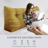 BNCKTRD Headboard Pillow Wedge King Size Large Bolster Pillow for Bed Triangle Reading Pillow Back Support Pillow for Sitting Up in Bed XXL Couch Daybed Backrest Cushion Linen Yellow view 2