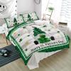 3 Pieces Duvet Cover Queen Bedding Sets St. Patrick's Day Gnome Clover Leaves Gingham Luxury Soft Comforter Cover with Pillowcases Retro Wood Board Microfiber Quilt Covers Set for Bedroom Decor view 1
