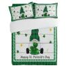 3 Pieces Duvet Cover Queen Bedding Sets St. Patrick's Day Gnome Clover Leaves Gingham Luxury Soft Comforter Cover with Pillowcases Retro Wood Board Microfiber Quilt Covers Set for Bedroom Decor view 2