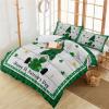 3 Pieces Duvet Cover Queen Bedding Sets St. Patrick's Day Gnome Clover Leaves Gingham Luxury Soft Comforter Cover with Pillowcases Retro Wood Board Microfiber Quilt Covers Set for Bedroom Decor view 4