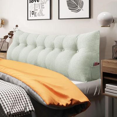 BNCKTRD Headboard Pillow Wedge King Size Large Bolster Pillow for Bed Triangle Reading Pillow Back Support Pillow for Sitting Up in Bed XXL Couch Daybed Rest Backrest Cushion Linen Off White