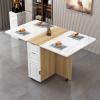 ZARBAILRE Multipurpose Collapsible Dining Table 5931inch, Folding Dining Desk with Wheels and Drawer Space Saving, Folding Kitchen Table for Small Space, Kitchen/Bar/Office/Bedroom/Garage view 1