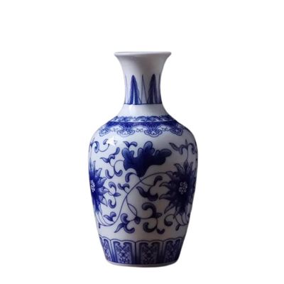 AMITVA Chinese Ceramic vase White Large Chinese vase Porcelain Flower vase Chinese Antique Ceramic vases Traditional Decorative Vase-E high 14 cm