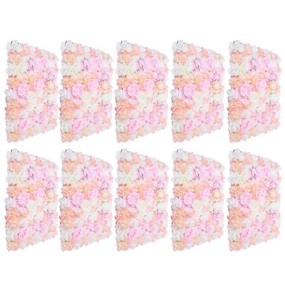 10 Pcs Flower Wall Mat,Silk Fabric Wall Decor,Artificial Rose Flower Wall Pink Flower Wall Decor for Decoration Wedding Party Backdrop Decoration