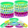 Oringaga 24PCS Rainbow Slime Themed Rubber Wristbands -Art Paint Silicone Bracelets Party Supplies Birthday Wedding Party Favors view 1