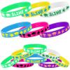 Oringaga 24PCS Rainbow Slime Themed Rubber Wristbands -Art Paint Silicone Bracelets Party Supplies Birthday Wedding Party Favors view 3