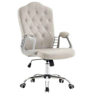 BarberPub Adjustable Home Office Chair, Makeup Vanity Lumbar Support Work Chair, Cute Swivel Rolling Nail Station, Ergonomic with Armrest, Computer Task Armchair with Metal Base 3535 (Grey)