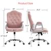 BarberPub Adjustable Home Office Chair, Makeup Vanity Lumbar Support Work Chair, Cute Swivel Rolling Nail Station, Ergonomic with Armrest, Computer Task Armchair with Metal Base 3535 (Pink) view 3