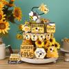 15 Pieces Summer Tiered Tray Decor Honey Bee Tier Farmhouse Mini Wood Wooden Sign Spring Decorative Trays Signs Rustic for Home Table Kitchen Office (Honey Style) view 1