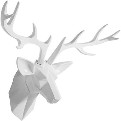 FEHUN Stag Head Wall Mount Deer Head Wall Decor Geometric Deer Head Wall Hanging Wall Hangings Gold ResinWall Decor Background Wall Decoration (Color : White, Size : 56.5 * 22 * 44cm)