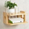 AVEEWA Wireless Router Storage Shelf Solid Wood Wireless Router Storage Shelf - Creative Living Room Set-top Box Finishing Shelf WiFi Floating Shelf view 2