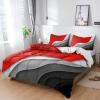 4 Piece Full Abstract Red Black Grey Ripple Striped Breathable Comforter Covers Ultra Soft Bed Sheet with Decoretive 2 Pillow Shams Bedding Collection Sets Modern Art view 1