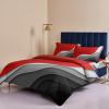 4 Piece Full Abstract Red Black Grey Ripple Striped Breathable Comforter Covers Ultra Soft Bed Sheet with Decoretive 2 Pillow Shams Bedding Collection Sets Modern Art view 4
