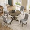 RUNNA Elegant Farmhouse Wooden 5-Piece Dining Table Set with Extendable Table and 4 Upholstered Chairs,Suitable for DiningRoom Small Places LivingRoom Use (Natural Wood Wash@K) view 2