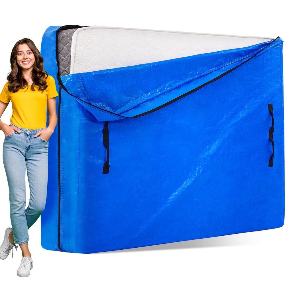 AlexHome Mattress Bags for Moving and Storage - Full XL- Heavy Duty Tarp Reusable Mattress Storage Bag,Easy Carrier Mattress Moving Cover,Moving Bags,Moving Supplies (Full XL Size)