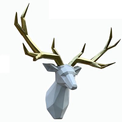 FEHUN Deer Head Wall Decor RetroWall Decor Stag Head Wall Mount Wall Hangings Gold Decor TV Wall Decoration Used in Homes (Color : White 1, Size : 50x70 cm)
