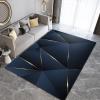 Modern Blue Gold Line Geometry Area Rug, Retro Light Luxury Art Style Indoor Non-Slip Kids Rugs, Machine Washable Breathable Durable Carpet for Front Entrance Floor Decor-2x3ft view 3