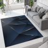 Modern Blue Gold Line Geometry Area Rug, Retro Light Luxury Art Style Indoor Non-Slip Kids Rugs, Machine Washable Breathable Durable Carpet for Front Entrance Floor Decor-2x3ft view 4