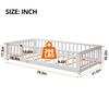 LLS Twin Floor Bed, Durable Montessori Floor Bed with Wood Slats, Safety Fence & Small Door, Wood Floor Bed Frame for Girls Boys Children, White (with Bed Slats) view 2