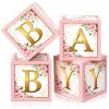 Sabary Baby Boxes with Letters Rustic Floral Pink Baby Shower Backdrop Blocks Box Birthday Party Gender Reveal Photo Props for Girl Boy Shower Decorations(Sweet Baby) view 1