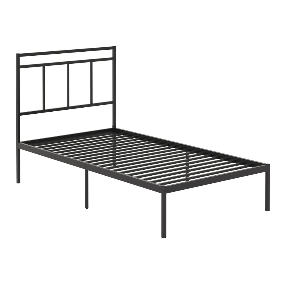 Sauder Cannery Bridge Twin Platform Bed with Headboard, Black Finish
