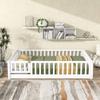 LLS Full Floor Bed for Children, Durable Montessori Floor Bed with Wood Slats, Safety Fence & Small Door, Wood Floor Bed Frame for Girls Boys Children, White (with Bed Slats) view 1