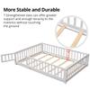 LLS Full Floor Bed for Children, Durable Montessori Floor Bed with Wood Slats, Safety Fence & Small Door, Wood Floor Bed Frame for Girls Boys Children, White (with Bed Slats) view 3