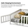 LLS Full Floor Bed for Children, Durable Montessori Floor Bed with Wood Slats, Safety Fence & Small Door, Wood Floor Bed Frame for Girls Boys Children, White (with Bed Slats) view 4