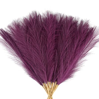 Acfruits Dark Purple Pampas Grass Small, 30 Pcs 17" Faux Pampas Grass Short Decor, Pompas Grass Flower Arrangement and Vase Filler for Boho Home Wedding Decoration
