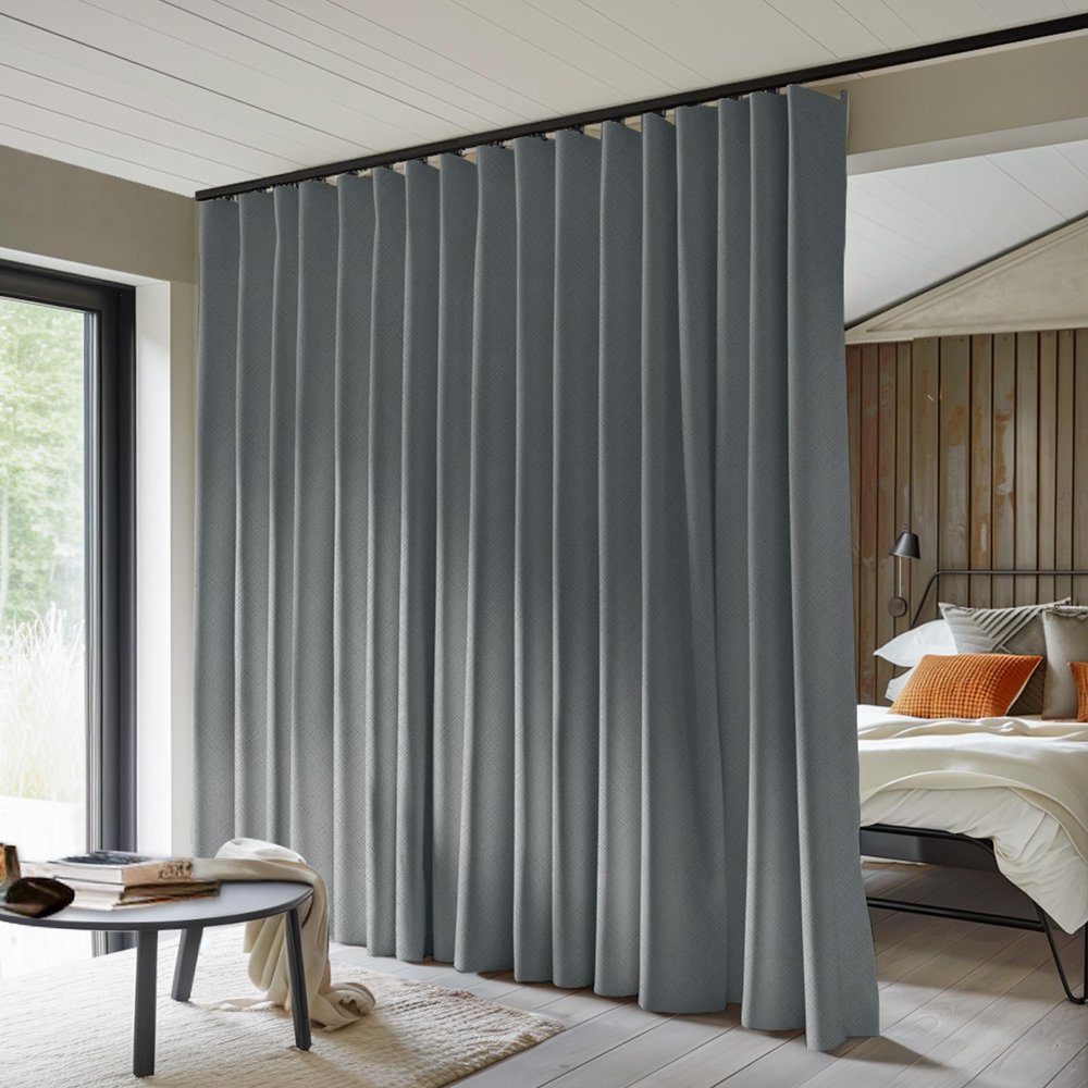 MaKefeile Room Divider Curtains Total Blackout Privacy Curtain Panel Room Thermal Insulated Noise Reduction Curtains for Bedroom Window Living Room Ceiling Track Curtain W 8.3 ft H 7 ft Dark-Grey