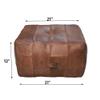 BBHHOMES Handmade Eco-Friendly Geometric Leather Pouf Brown Color Square 21" x 21" x 12" Buffalo Leather Pouf for Living Room, Bedroom Seating, Patio view 2