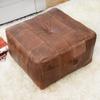BBHHOMES Handmade Eco-Friendly Geometric Leather Pouf Brown Color Square 21" x 21" x 12" Buffalo Leather Pouf for Living Room, Bedroom Seating, Patio view 3