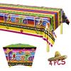 4 PCS Cinco De Mayo Tablecloth, 108"x54" Mexican Fiesta Tablecovers, Disposable Mexican Striped Table Covers, Plastic Party Table Cloth for Mexican Themed Party Supplies Carnival Taco Night Birthday view 1