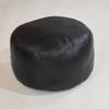 BBHHOMES Handmade Eco-Friendly Plain Solid Design Leather Canvas Pouf Black Color Round Shaped 21" x 21" x 12" Leather Canvas Pouf for Living Room, Bedroom Seating view 1