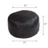 BBHHOMES Handmade Eco-Friendly Plain Solid Design Leather Canvas Pouf Black Color Round Shaped 21" x 21" x 12" Leather Canvas Pouf for Living Room, Bedroom Seating view 2
