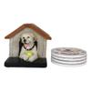 1 Pcs of Cute Golden Puppy Dog in Doghouse Coaster Set Holder and 4 Coasters view 1